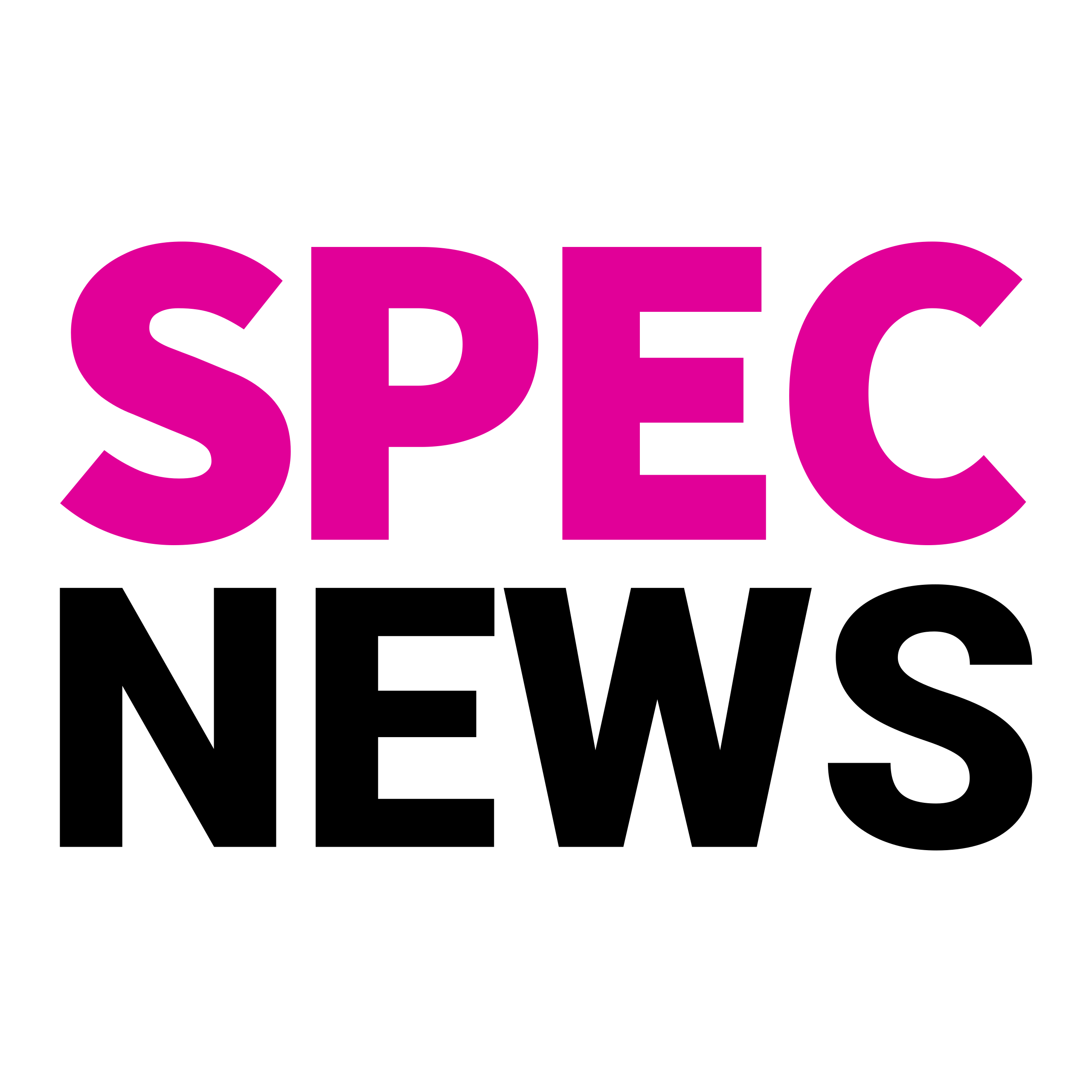 SpecNews logo - The word Spec in pink and the word News in black
